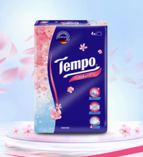 [Lốc 4 gói] Tempo khăn giấy rút 4 lớp - 90 tờ hương hoa anh đào sakura